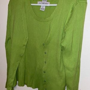 J. G Hook Women’s 2-Piece Tank & Button Front Cardigan/Sweater Set SzL